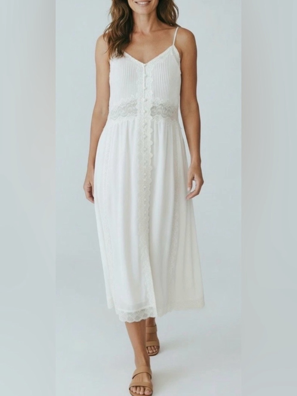 Caroline Constas Anna Ivory Lace-Trim Midi Slip Dress - Picture 4 of 14